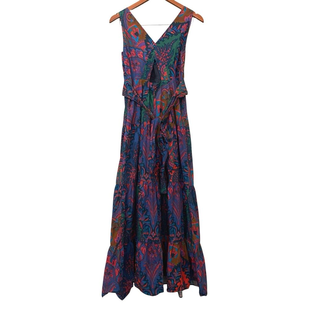 J. Crew Paisley Print Maxi Dress US 2 Tiered Ratti Scarf Colorful 100% Cotton - Picture 8 of 15